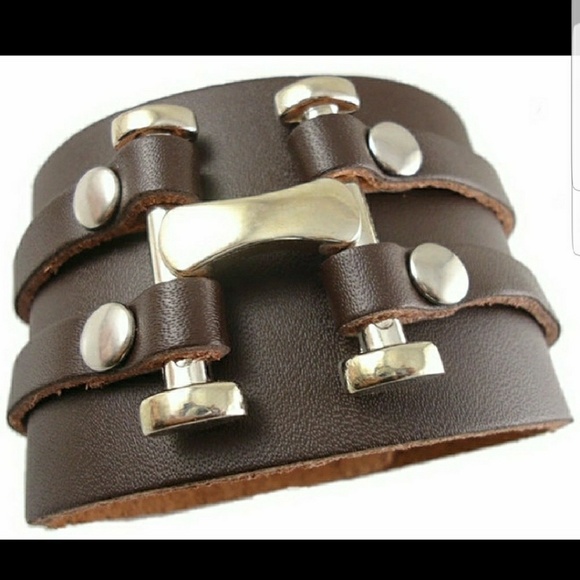 ? Jewelry - Brown Leather Cuff Bracelet NWOT